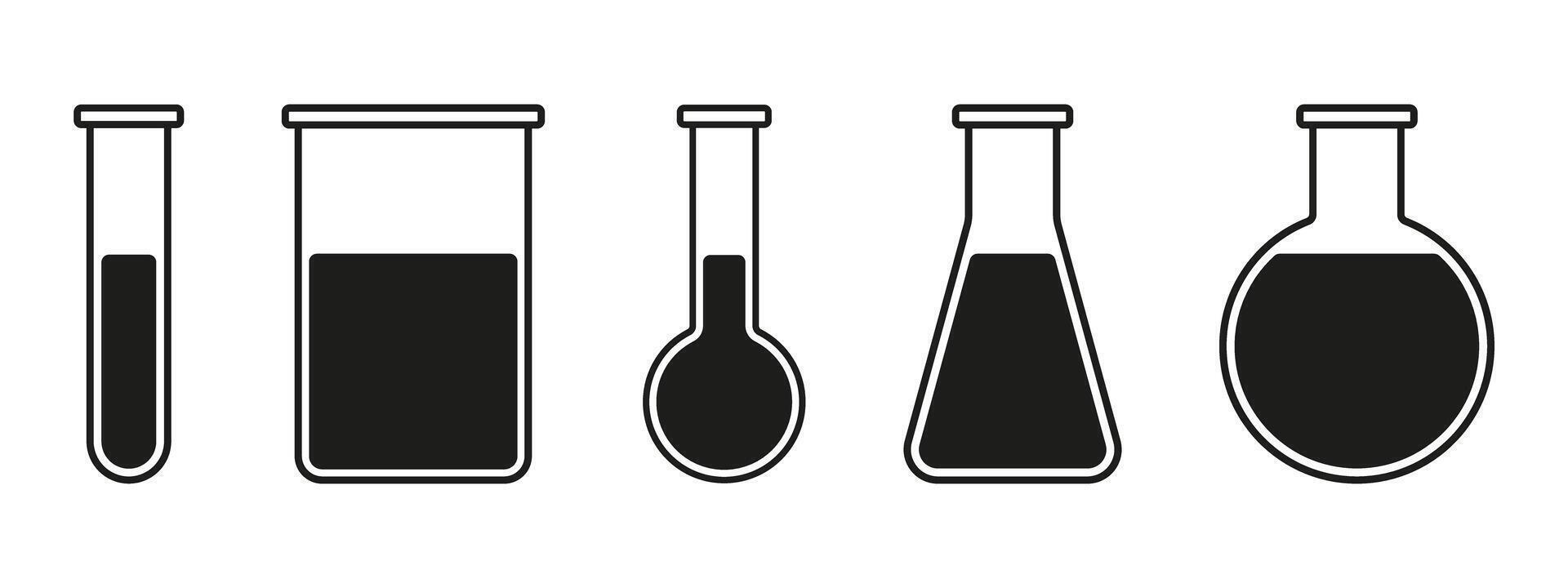 A set of four test tubes and spoons vector