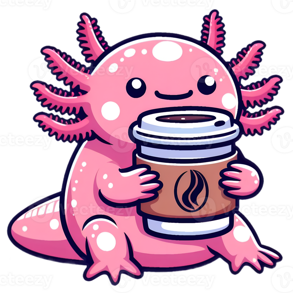 Axolotl Drinks Coffee png