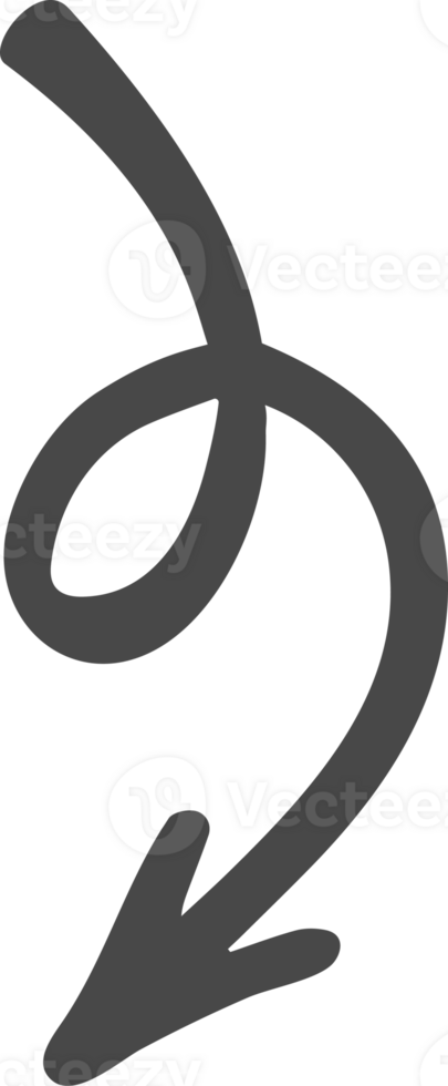 Doodle arrow. Hand drown lines and curve scribbles. Sketch of abstract pointer in different shape png