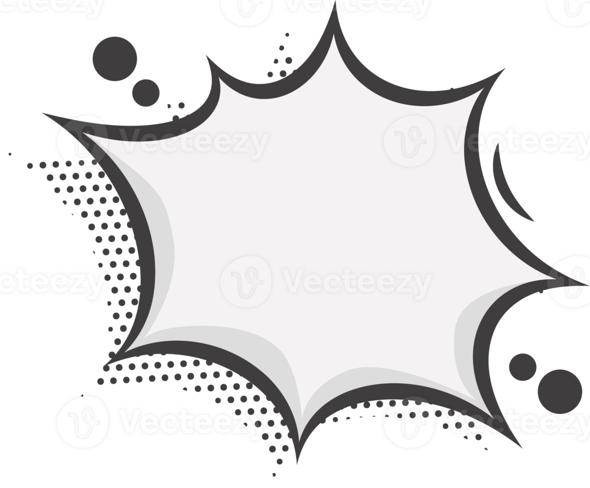 Manga speech bubble. Comic text frame with pop art halftone dotted effect. Balloon chat shape for dialog. Cloud for shock shout and scream action messages. Irregular cartoon decoration png