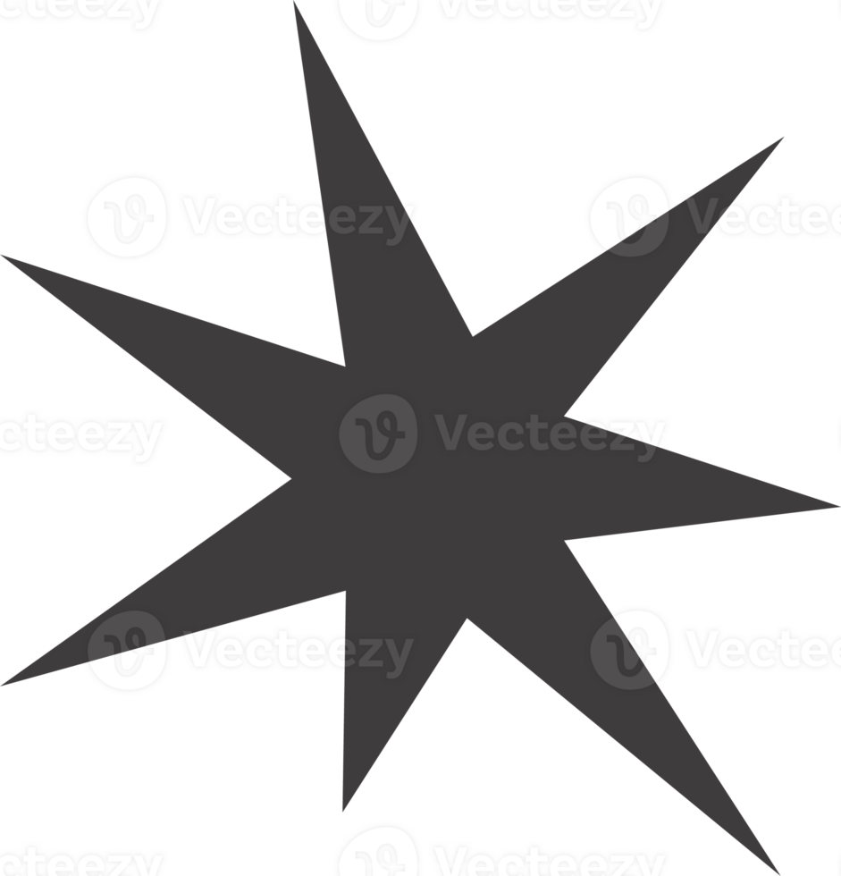 Star shape icon. Y2k abstract irregular shiny sparkle. Flash sparks starburst graphic element. Twinkle sticker. Black minimal flat simple sign. png