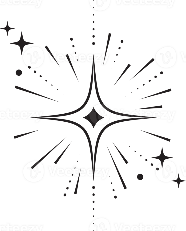 Line icons of stars. Sparks and shiny abstract glitter symbol with light effect. Minimal Y2K magic twinkles png