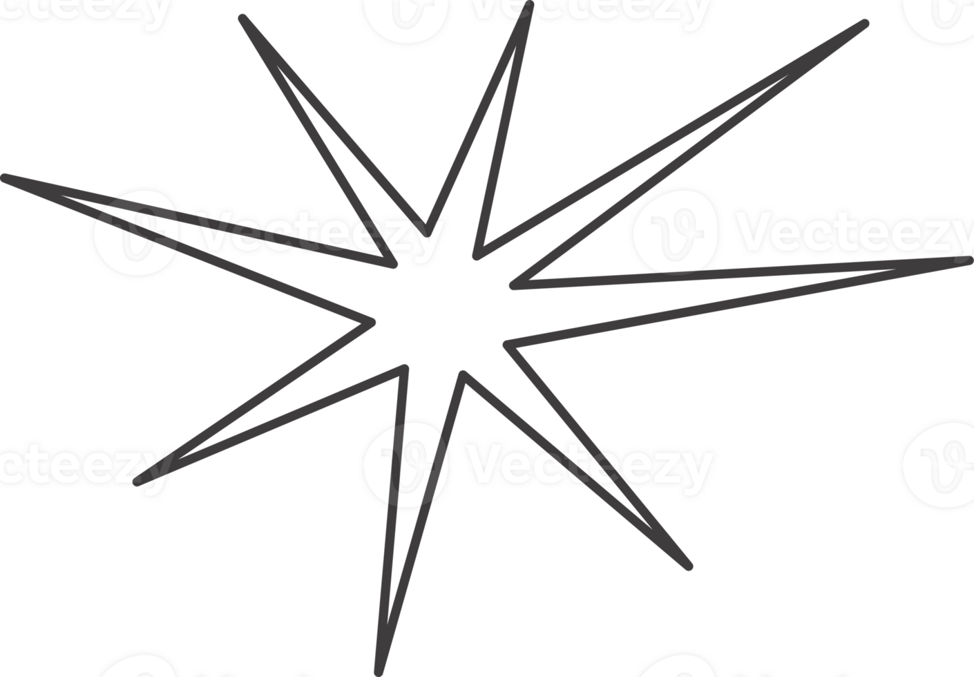 Y2k star shape. Outline icon of abstract spark and shiny irregular flash burst. Bling and twinkle geometric minimal retro design element png