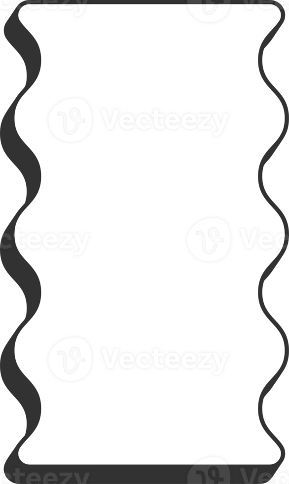 Wavy rectangle frame. Scallop edge box. Squiggle wavy border. Groovy zigzag abstract shape. Cute square aesthetic banner. png