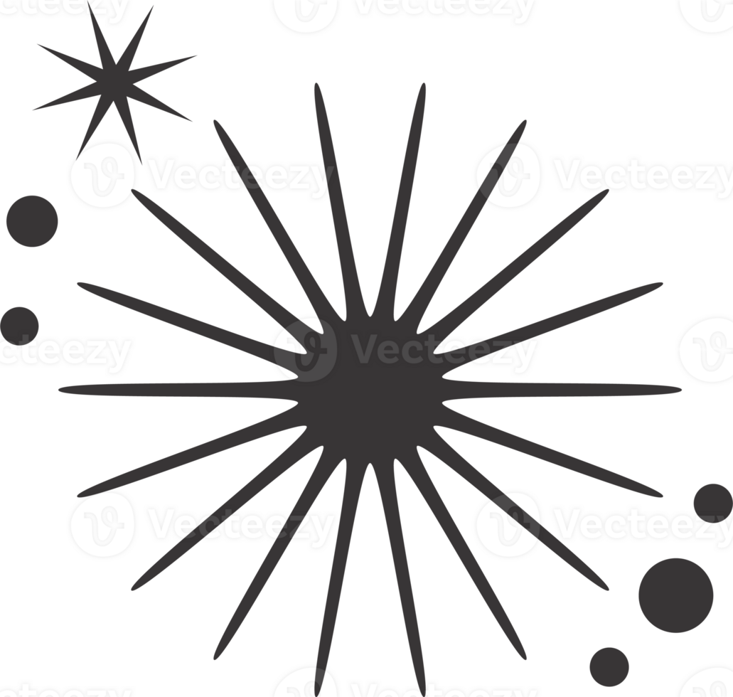 Star icon. Bling and sparkle shapes. Retro Y2K graphic design elements. Vintage twinkle starburst. Abstract simple 70s black Christmas symbol png