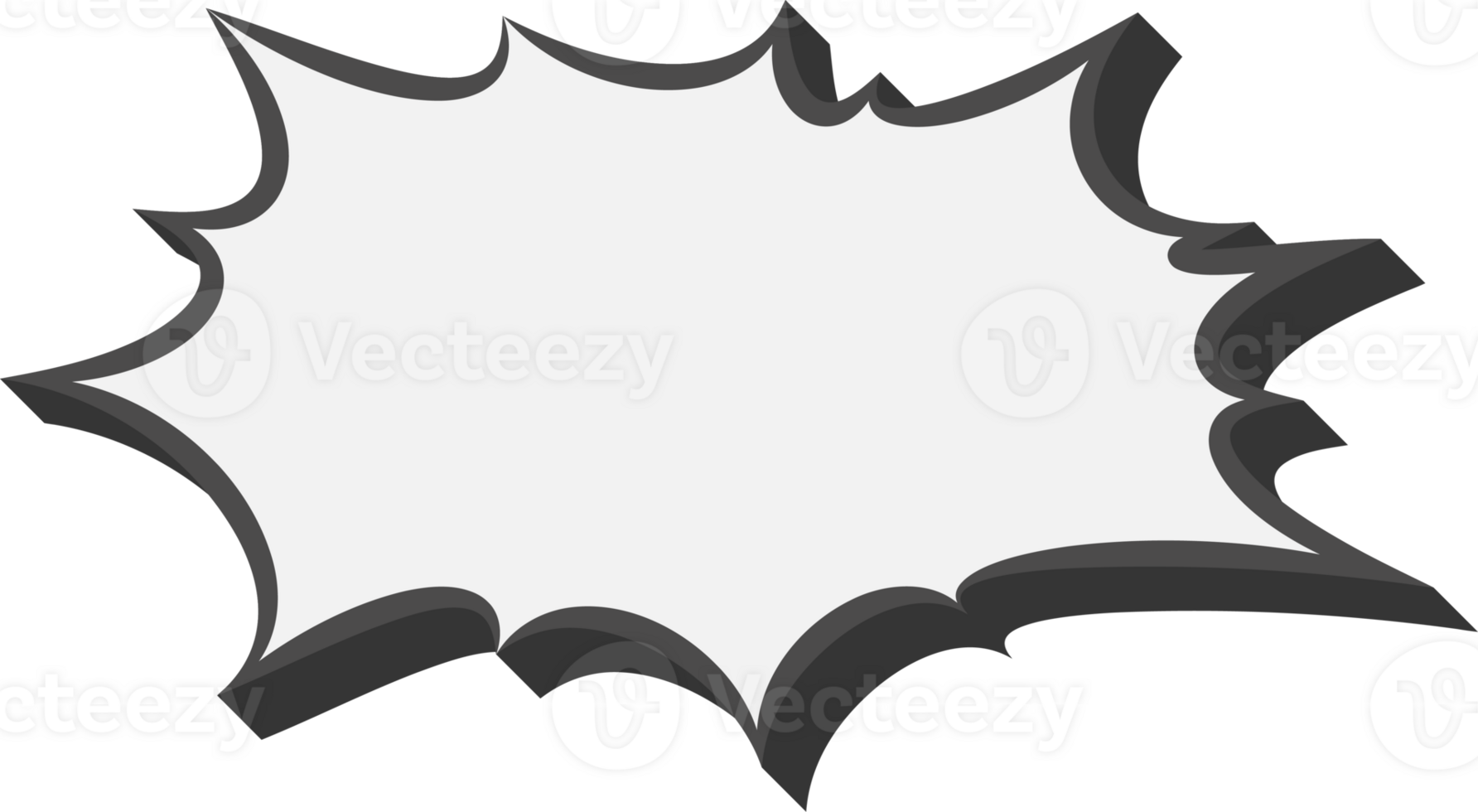 Manga speech bubble. Comic text frame with pop art effect. Balloon chat shape for dialog. Cloud for shock shout and scream action messages. Irregular cartoon decoration png