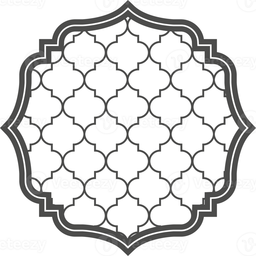 Ramadan window with pattern. Arabic architecture shape in mosque. Arabesque arch frame with ornament. png