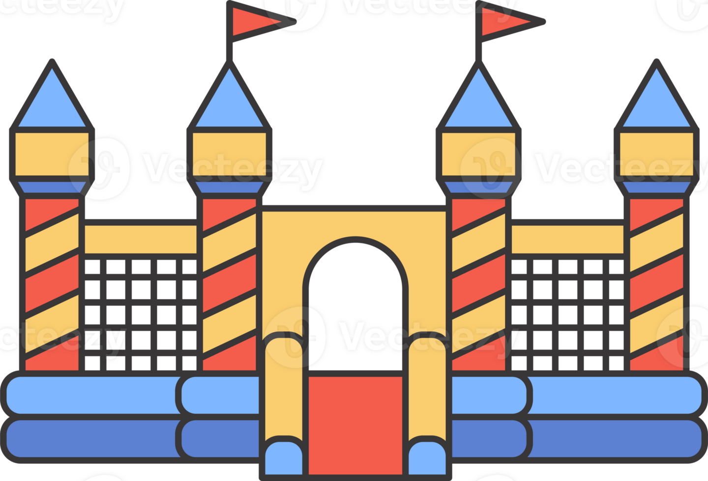 Bouncy castle color icon. Inflatable house pictogram with slide for air trampoline park and children playground for jumping. Inflated equipment for amusement park and kids zone. png