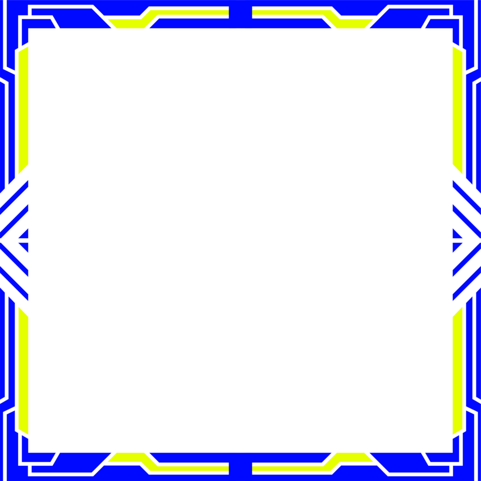 geometric frame with thick blue edges on transparent background png