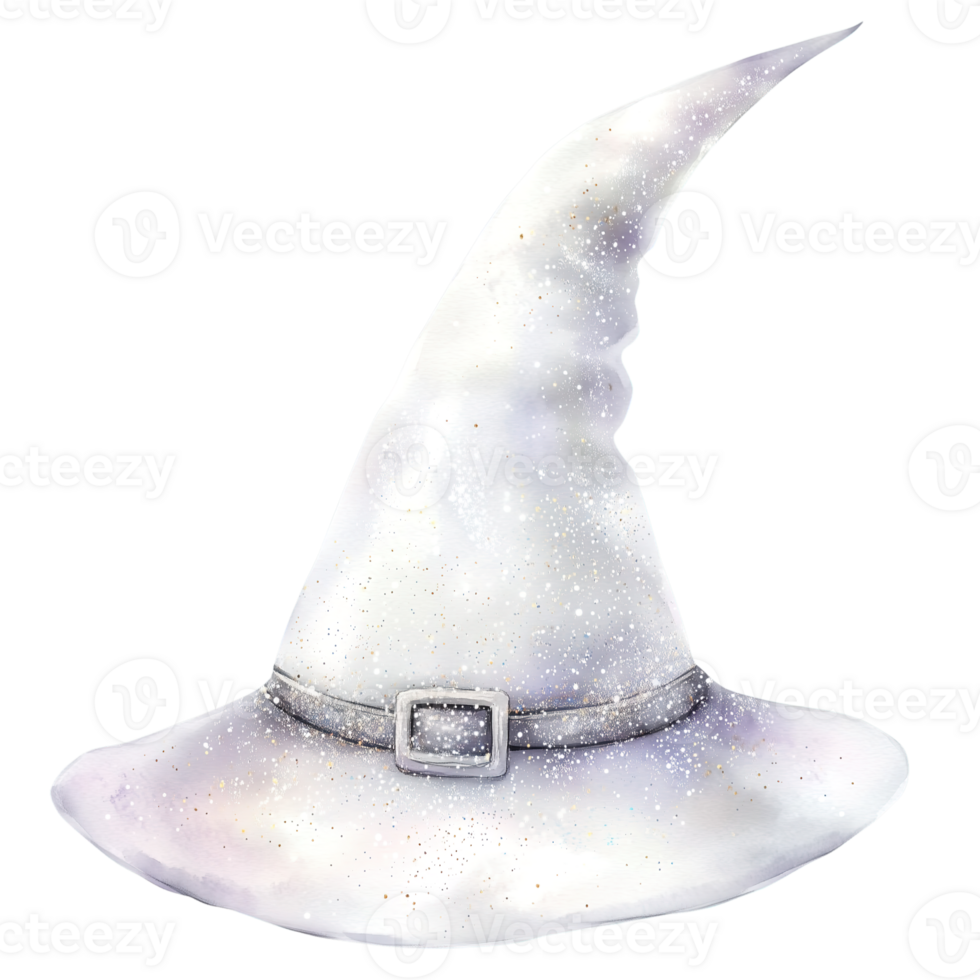Whimsical White Witch Hat Adorned with Subtle Sparkles png