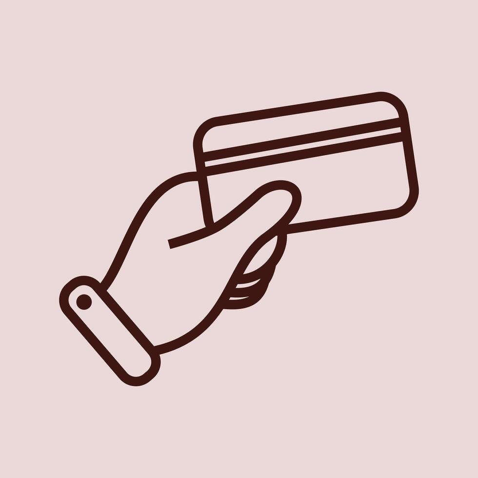 Credit card payment icon . Hand holding a credit card icon vector