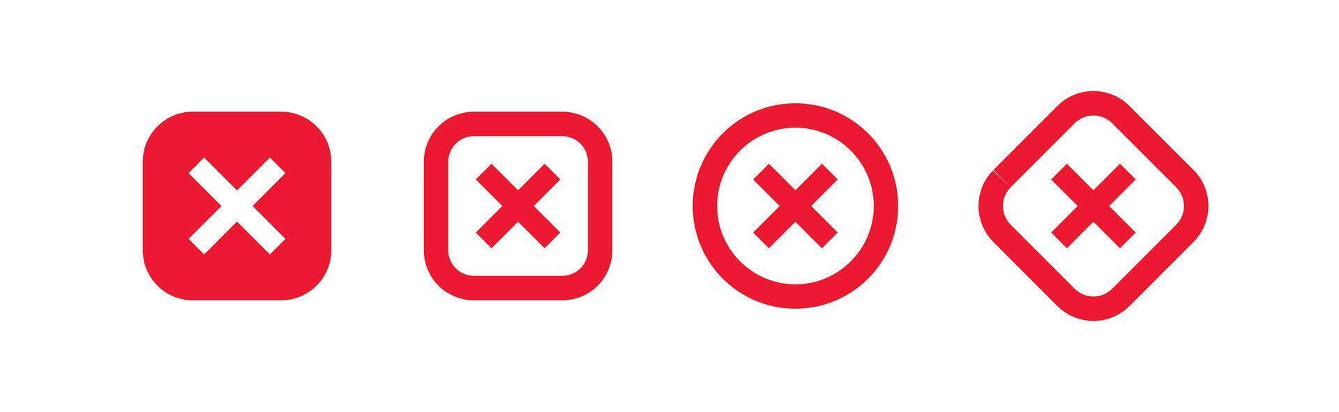 Cancel icon. Cross button. No, delete, x, close, wrong signs. vector