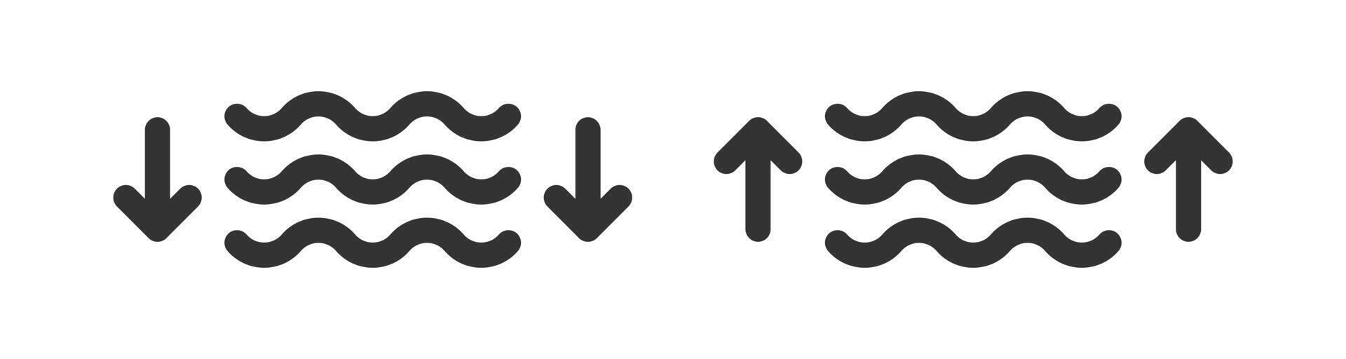 Low, high tide icon. Ocean wave. Sea water level. vector