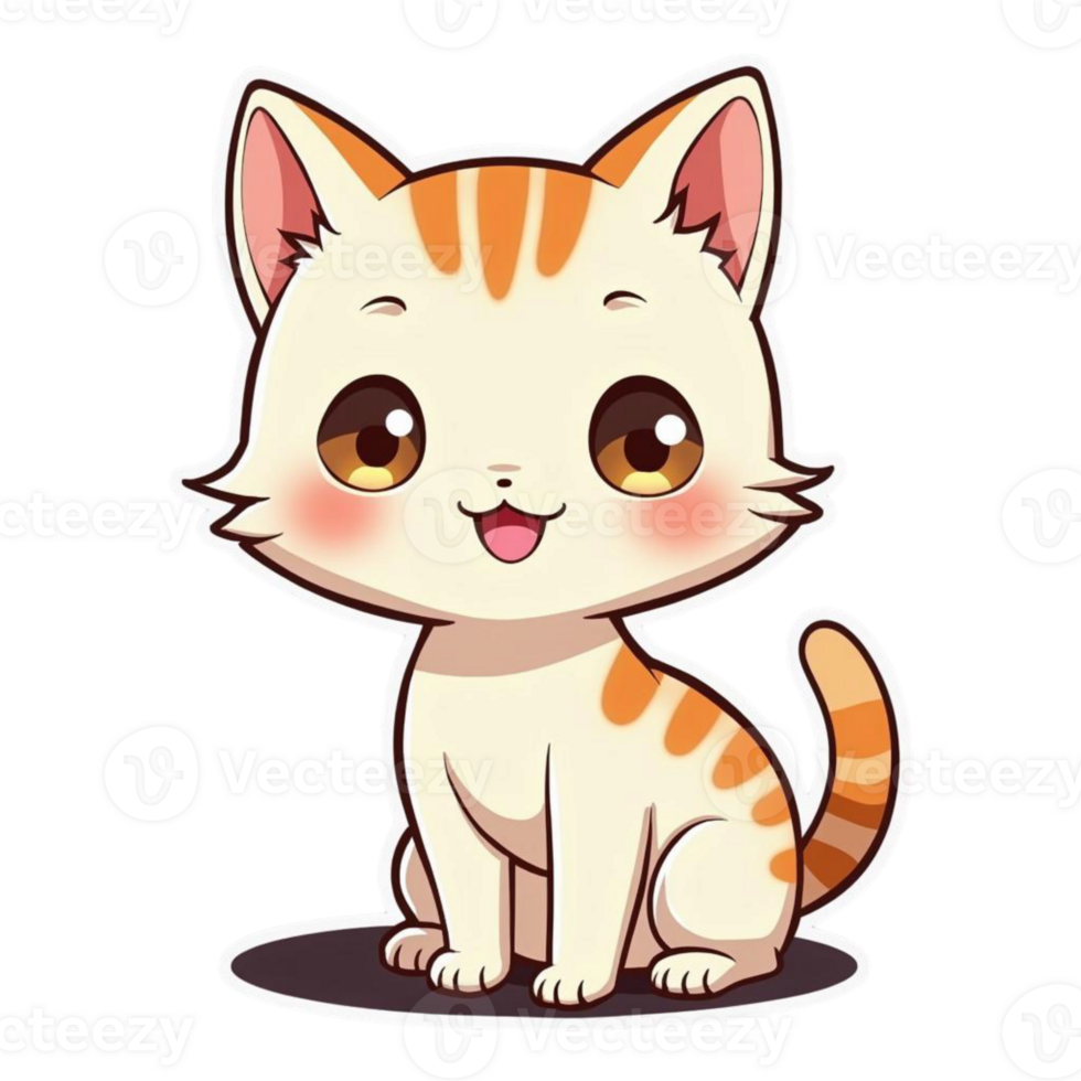 A cute little cat with brown and white fur png