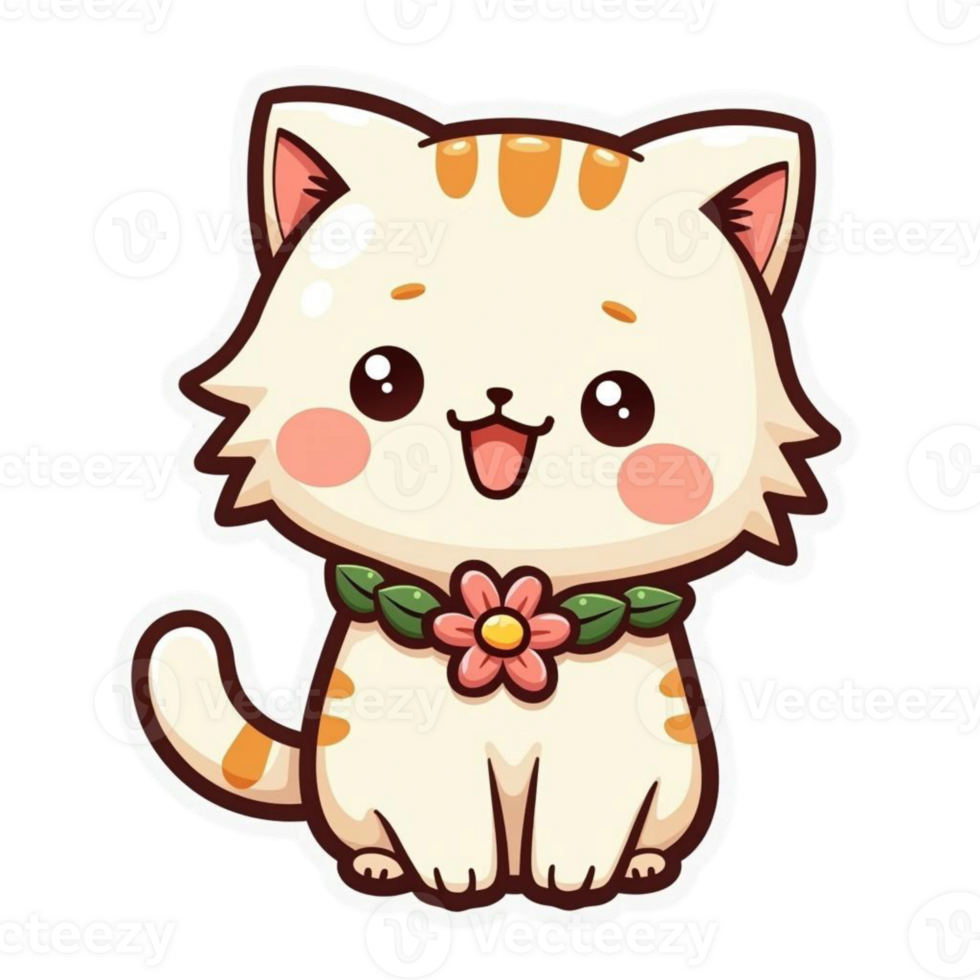 A cute cat with a flower in its mouth png