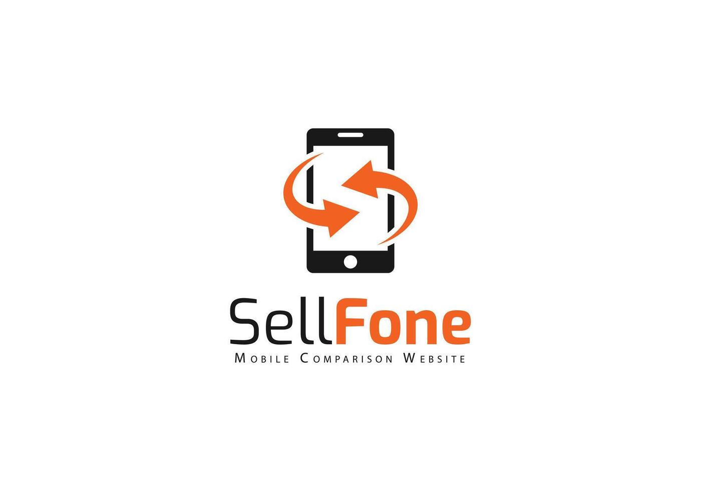 Mobile Phone Company logo design Template, Cell Phone Brand Logo icon with two arrows Mobile Comparison Concept vector