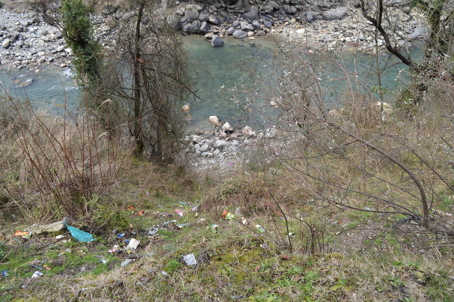 Garbage in Kasol Village in Himachal Pradesh photo