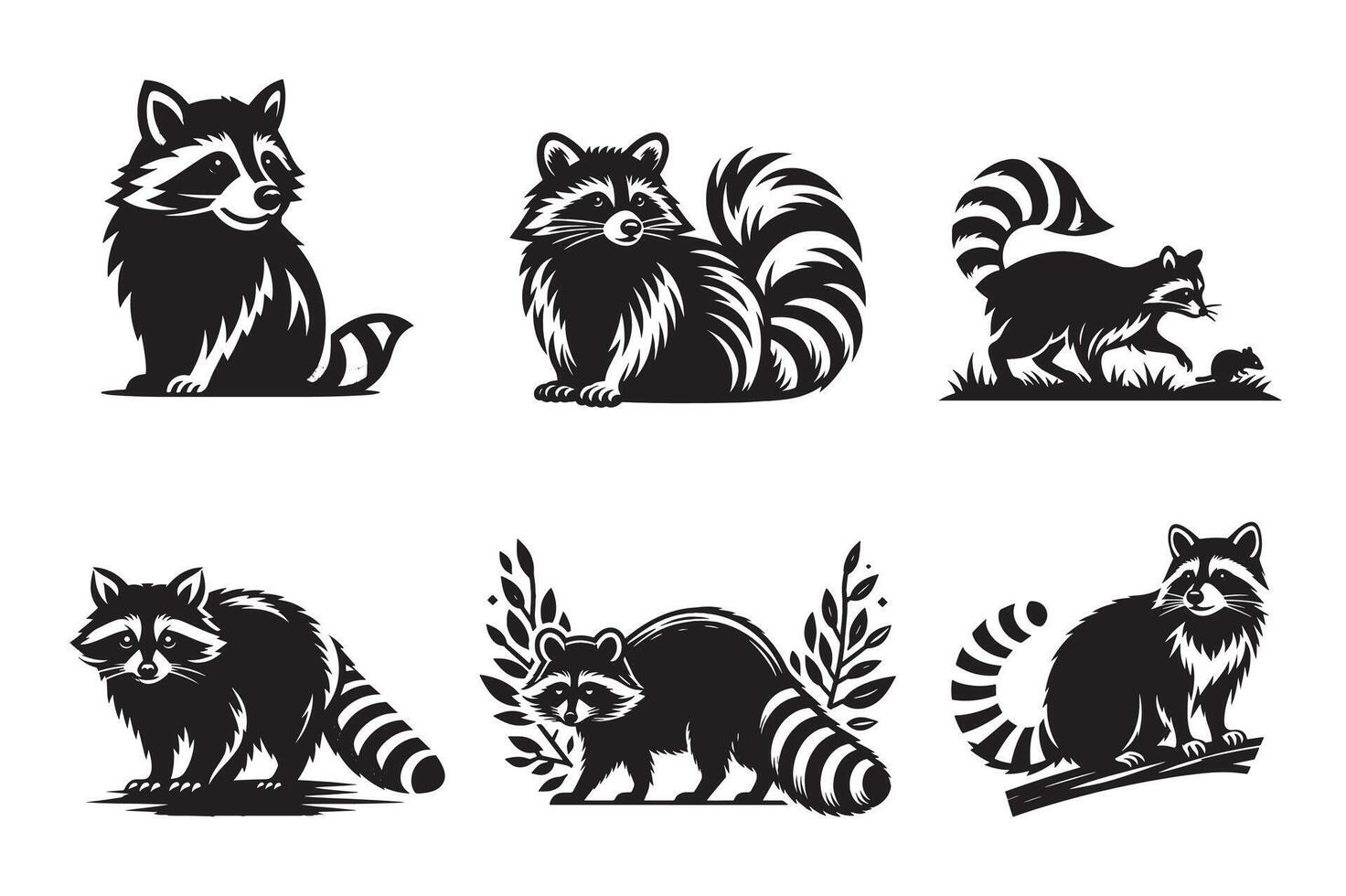 Raccoon silhouette Style with white background vector