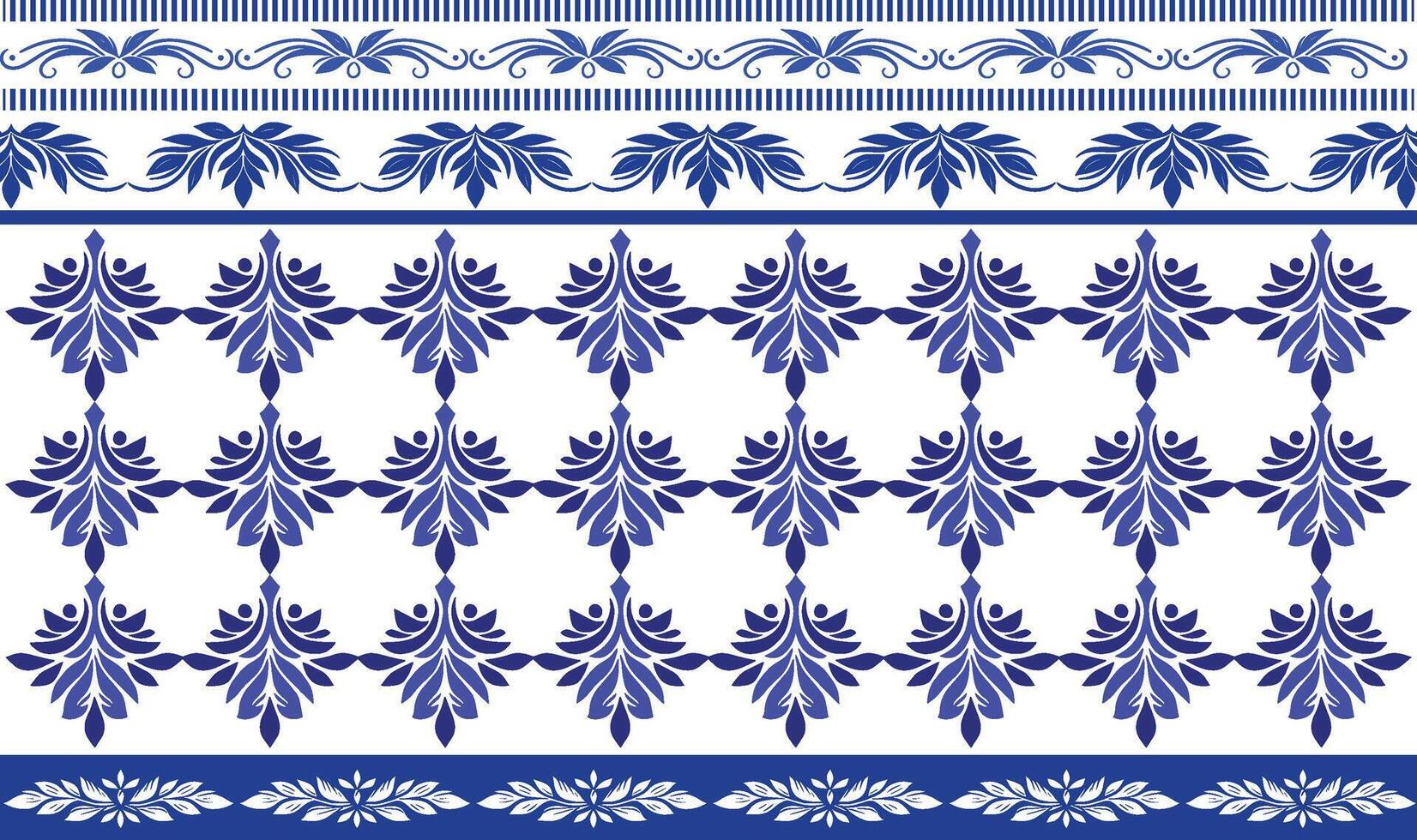 Traditional Floral Motif Leaves Pattern with Borders for Elegant Textile and Wallpaper Design Seamless Background for Invitations and Fashion vector