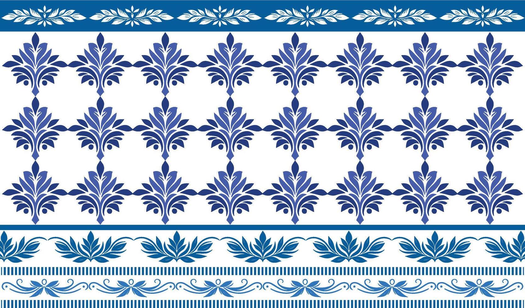 Elegant Floral Motif Leaves Pattern with Borders for Textile and Wallpaper Design Vintage Background for Invitations and Fashion vector