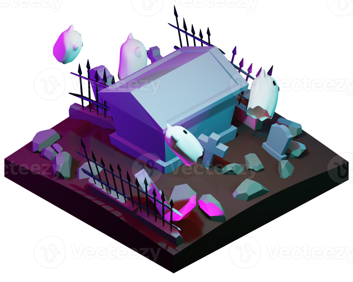 A graveyard with tombstones and a coffin png