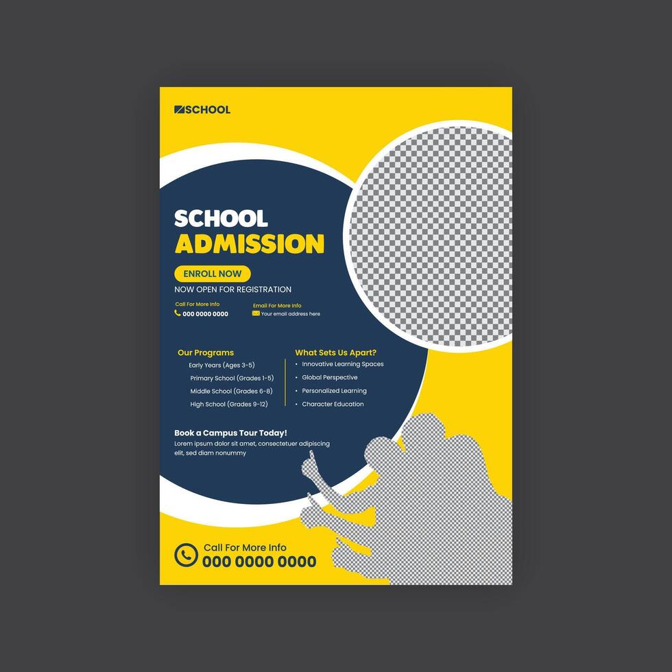 Back to school flyer design or education leaflet design template vector