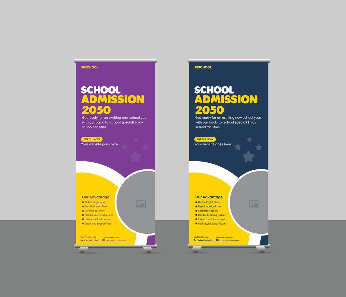 Back to School Roll-up Banner Templates, education banner for Colleges, Universities, and Coaching Centers vector
