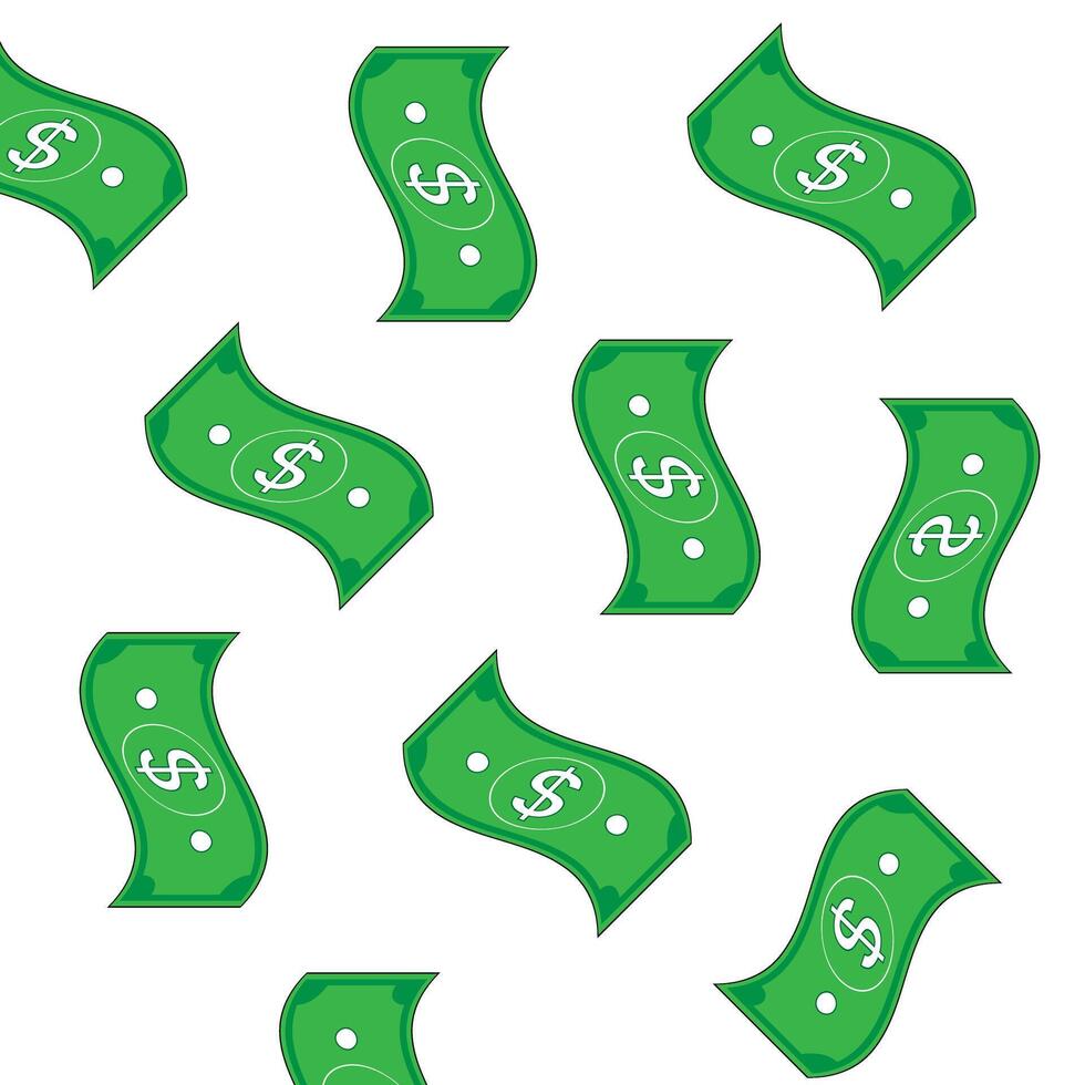 Flying green dollar bills vector