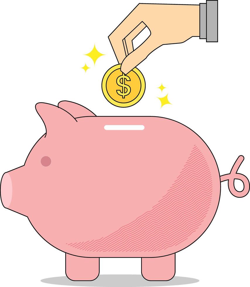 Saving Money In Piggy Bank vector