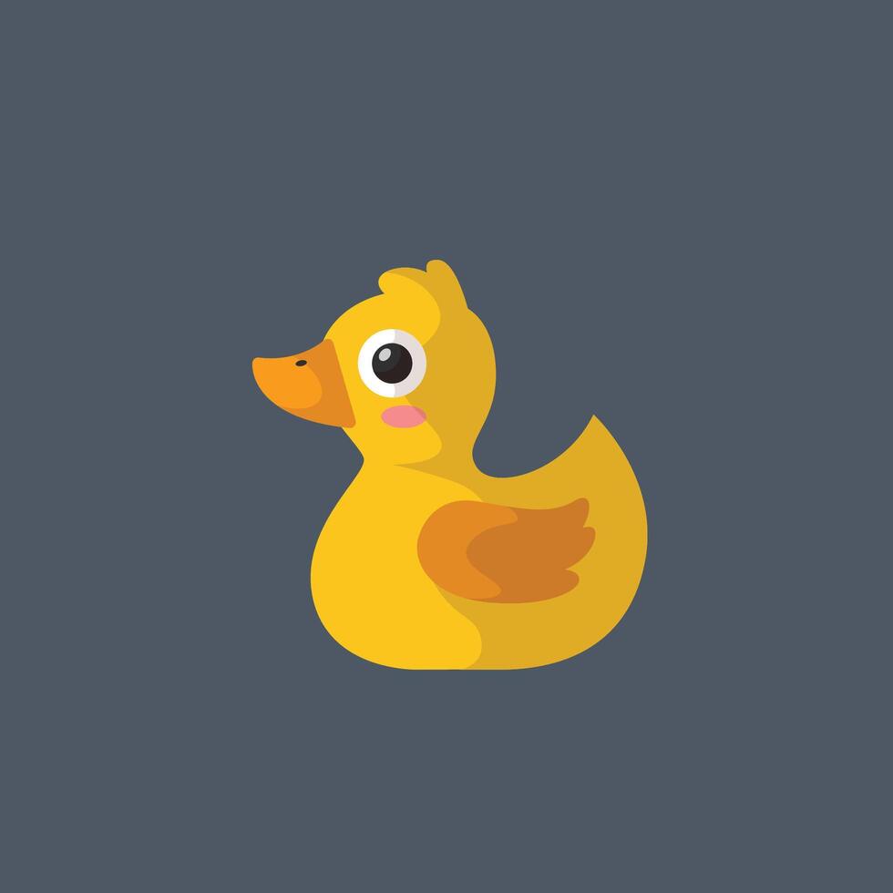 yellow duck in flat design. vector