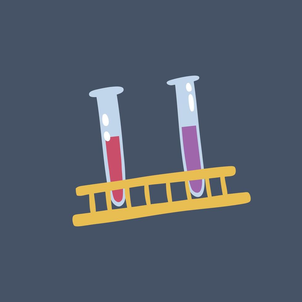 laboratory bottle with rack in flat design. vector