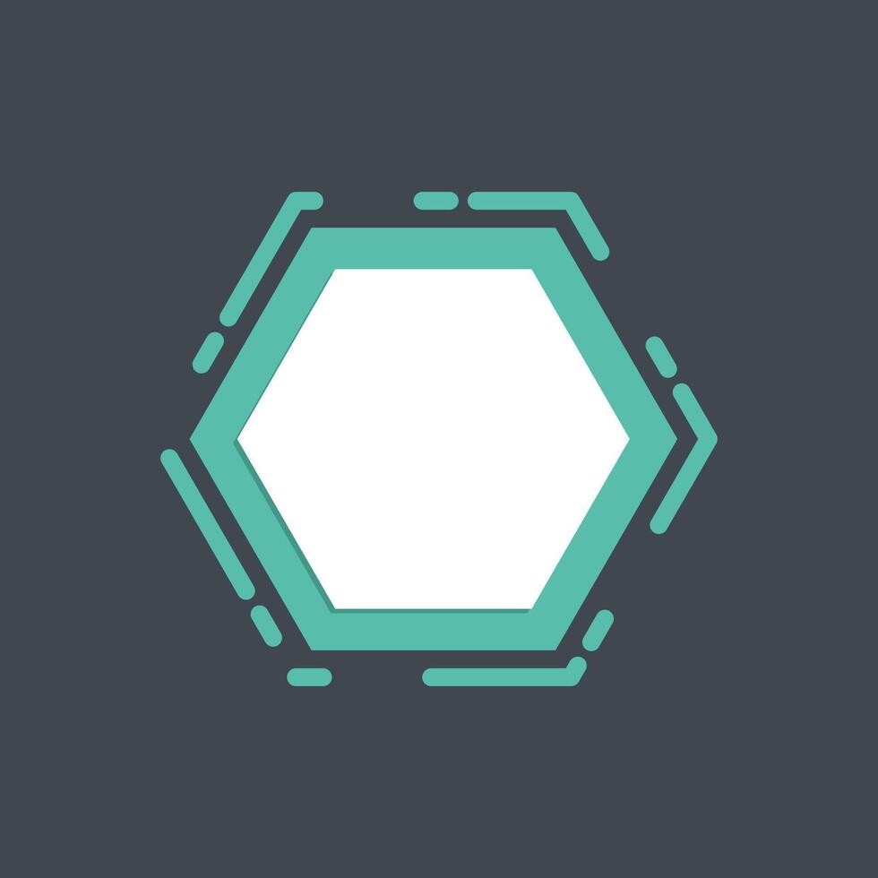 green hexagon modern frame in flat design. vector