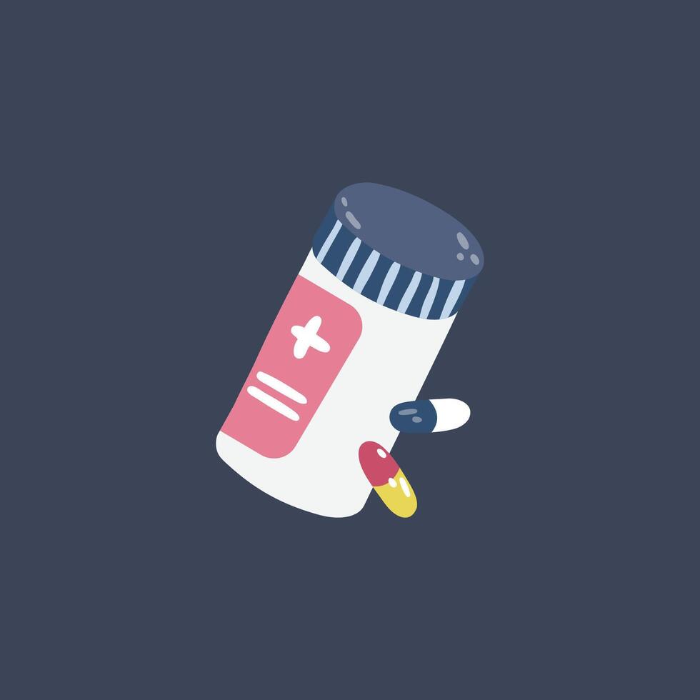 Drug bottle in flat design. vector