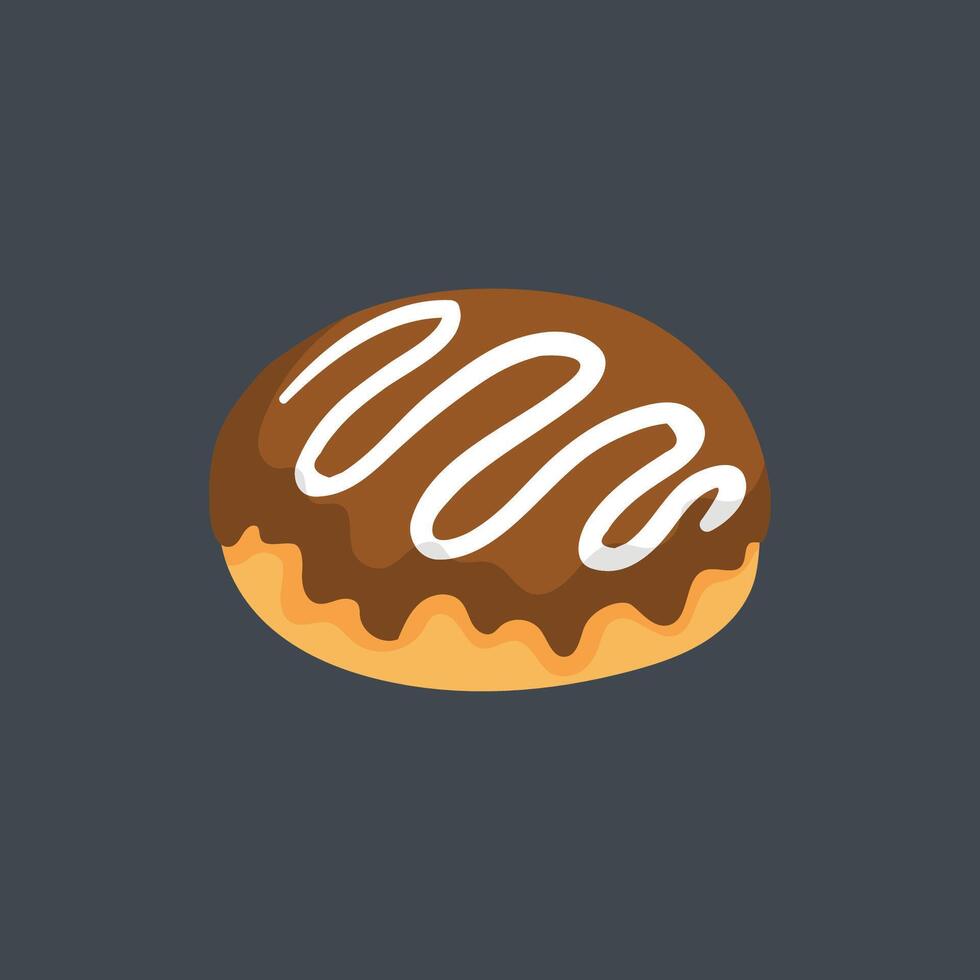 chocolate bread cake in flat design. vector