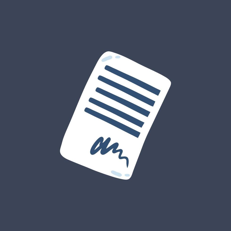 document with signature in flat design. vector
