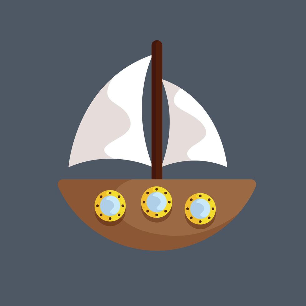 sail boat toy in flat design. vector