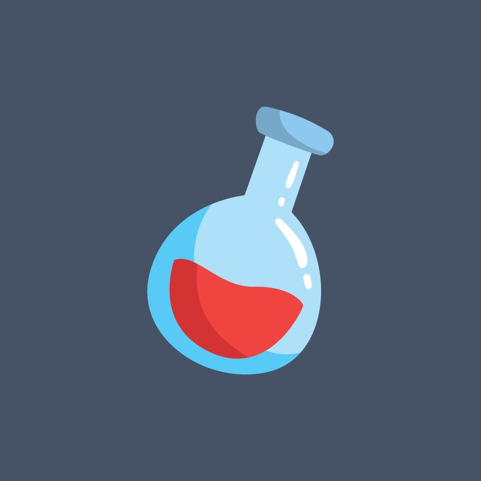 red potion botte in flat design. vector