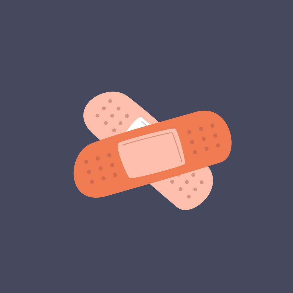 crosses band aids in flat design. vector
