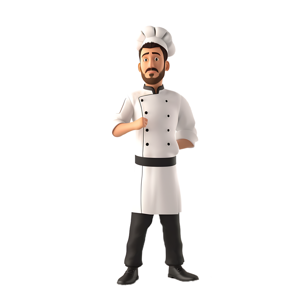 A Cartoon Chef with a White Uniform and a Black Belt png