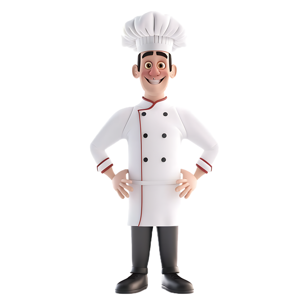 Smiling Cartoon Chef in White Uniform and Hat png