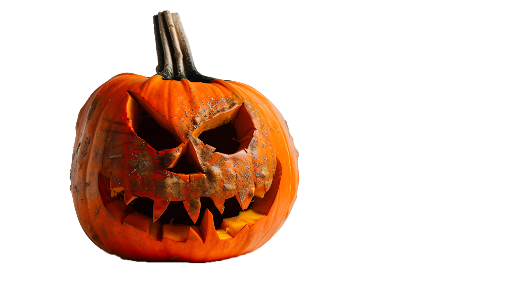 Carved Halloween Pumpkin with a Ferocious Expression png
