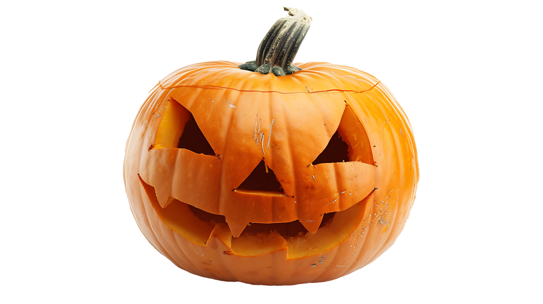 A Carved Jack-O'-Lantern Pumpkin with a Ferocious Expression png