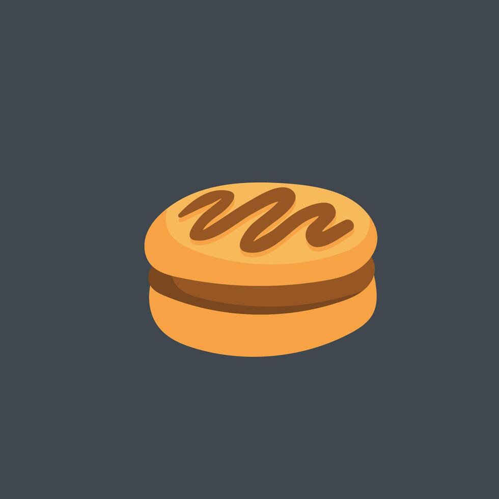 chocolate cream sandwich cookie in flat design. vector