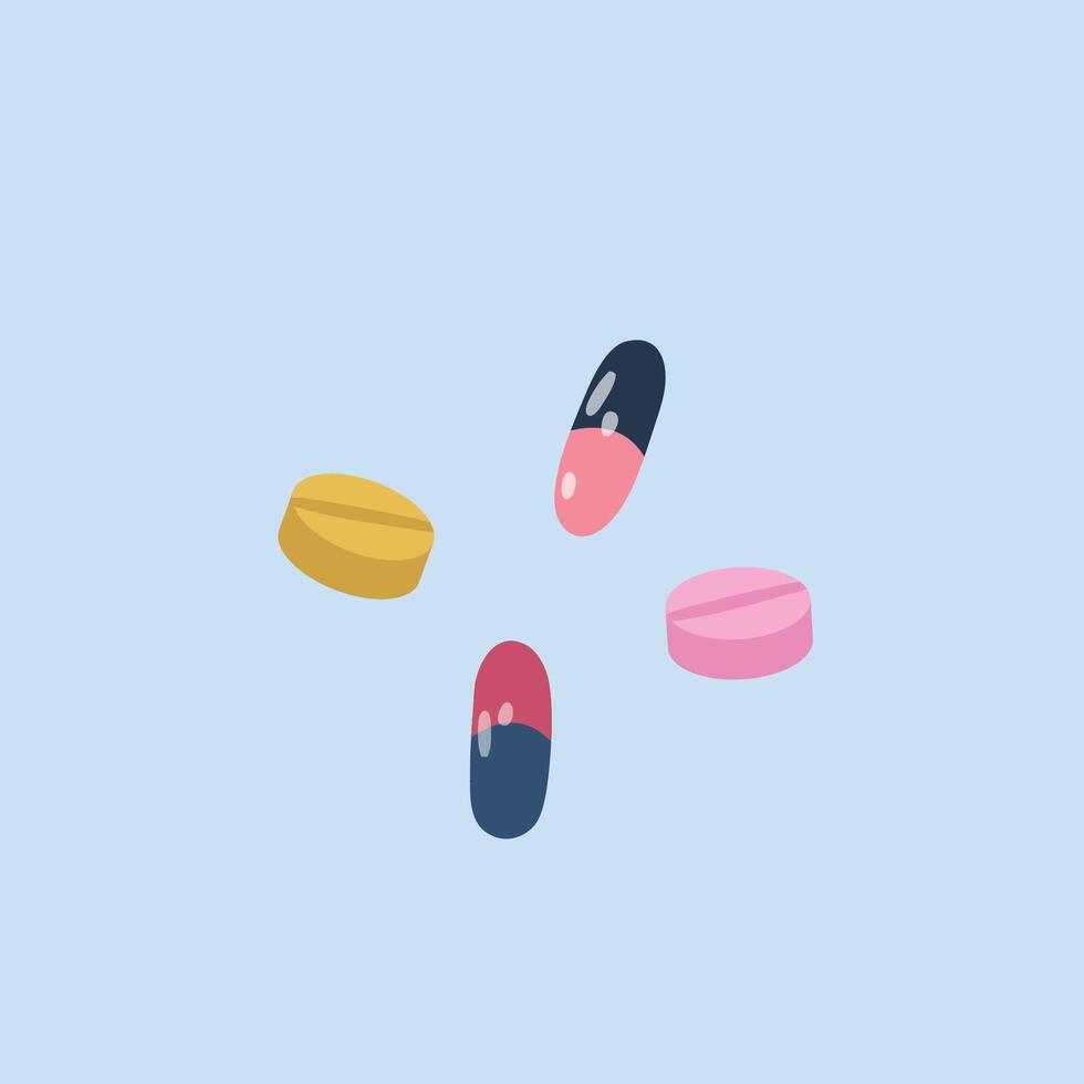 pill and capsule medicine in flat design. vector