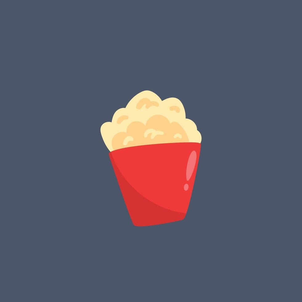 popcorn with red pack in flat design. vector