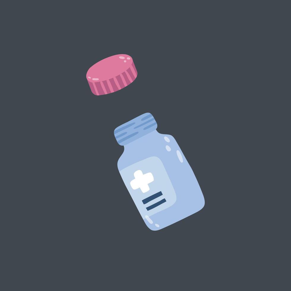 opened medicine bottle in flat design vector