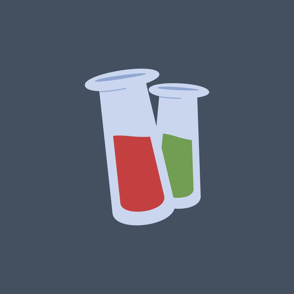two laboratory bottle in flat design. vector