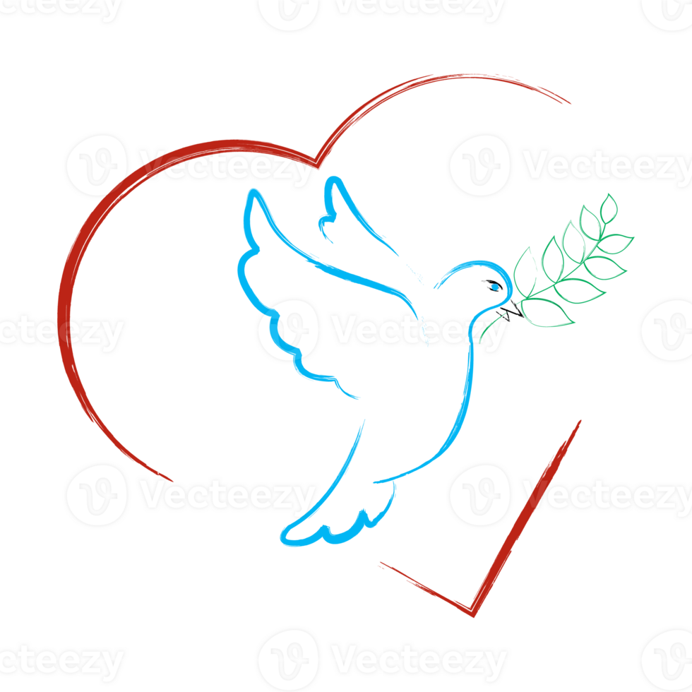 Dove peace. Symbol hope and striving for harmony. White dove holding an olive branch in its beak. New beginning and improvement of life. Bird of happiness. png