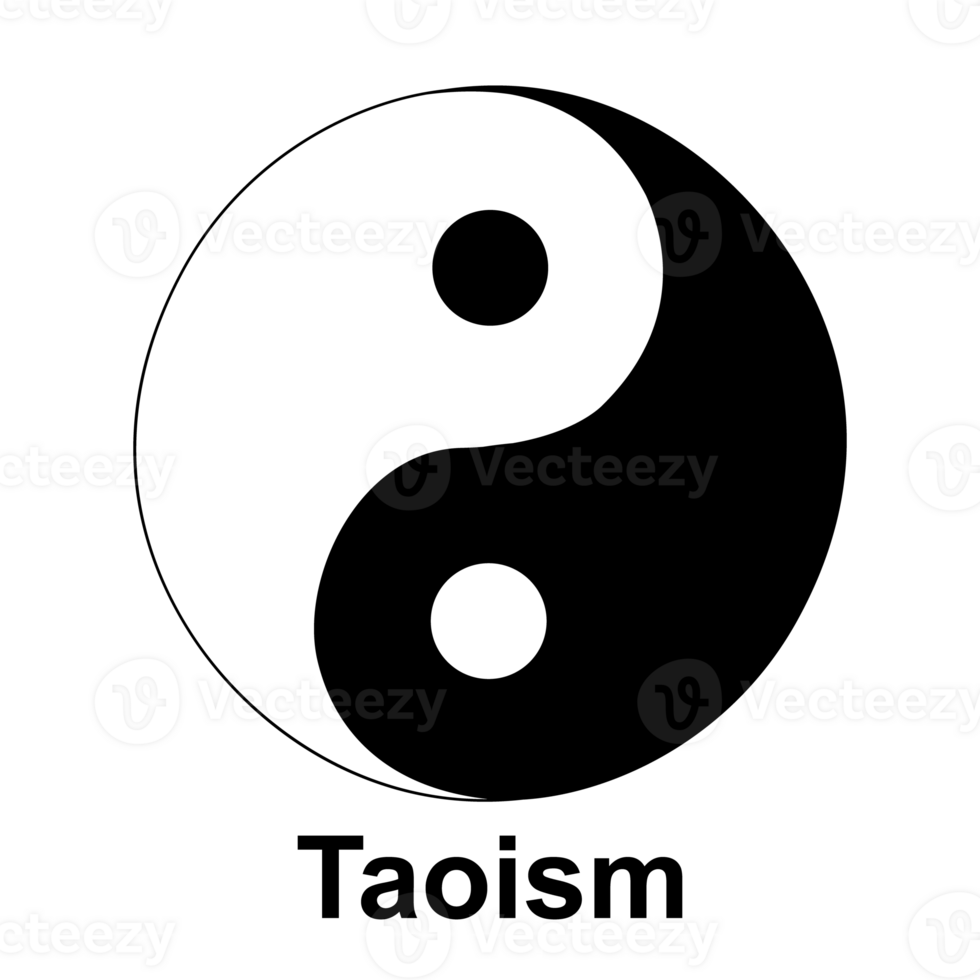 Yin and Yang. Taoism symbol. Black and white. Two opposite but complementary forces. Harmony and balance in life. png