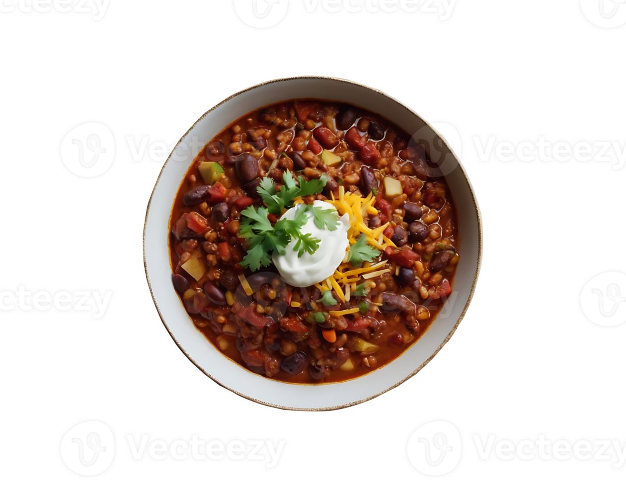 Top view of Chana Masala Spiced chickpea curry on transparent background png